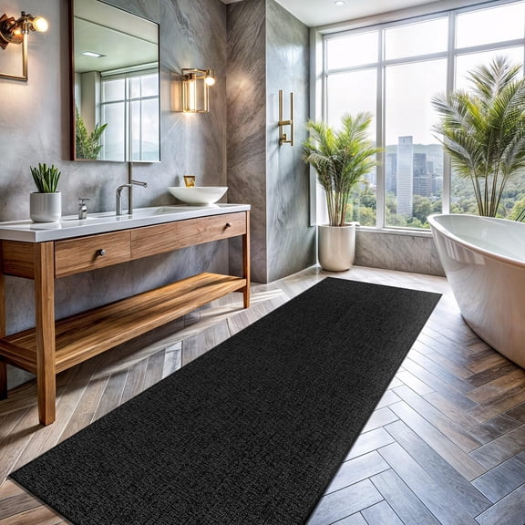 Easy Jute Runner Rug 2x7 Indoor Outdoor Natural Rugs Solid Fiber Rug Woven Area Rug Boho Easy Clean Inside Carpet for Living Room Bedroom Dining Room Hallway or Outdoor Patio Porch (2 X 7 Dark Grey)