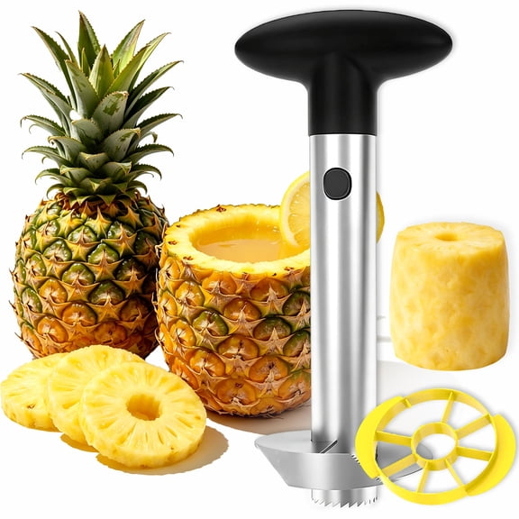 SUSWIM Easy Kitchen Tool Stainless Steel Fruit Pineapple Peeler Corer Slicer Cutter（Black）