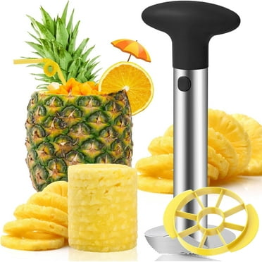 SUSWIM Easy Kitchen Tool Stainless Steel Fruit Pineapple Peeler Corer Slicer Cutter（Black）