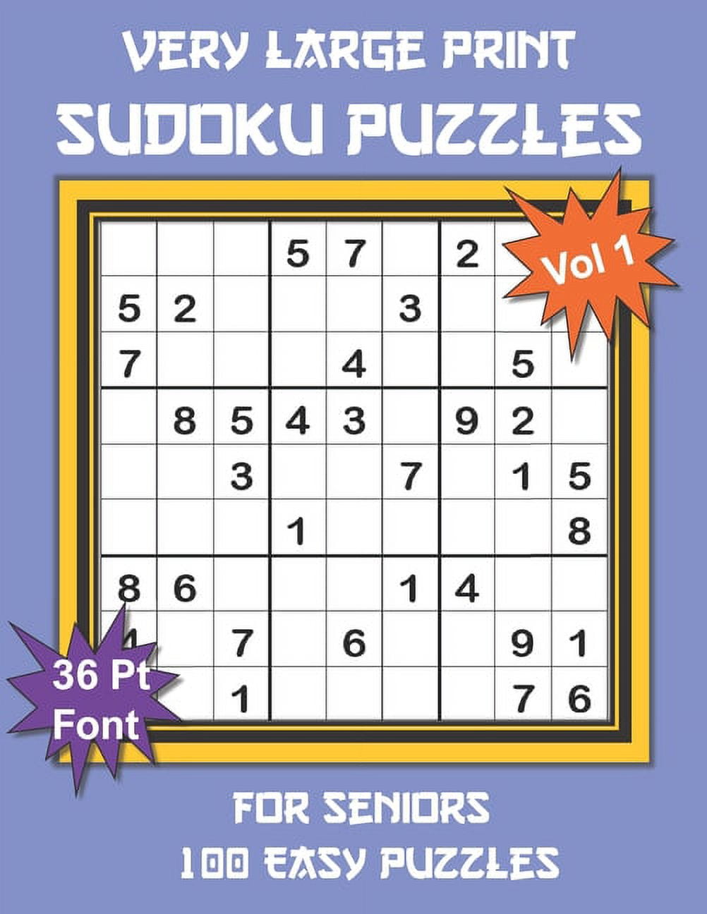 Easy large print: very large print sudoku puzzles for seniors: 100 easy  sudoku for adults: one extra large print puzzle per page and space for  working out the answers, light blue cover (