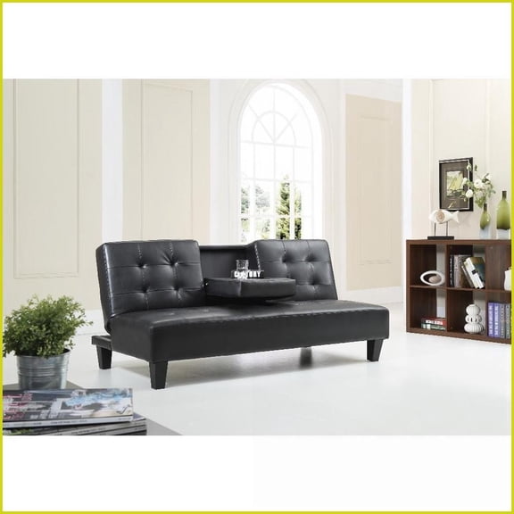 Easy-Maintain Faux Leather Sofa Sleeper Perfect for Small Spaces with Kiln-Dried Hardwood Frame | Black | Faux Leather | Cushion Back