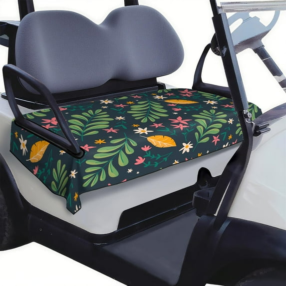 Easy Maintenance Flowers Print 51" x 31" Golf Cart Seat Protector, Simple Clean Towel Cover for Standard Front Bench Seats