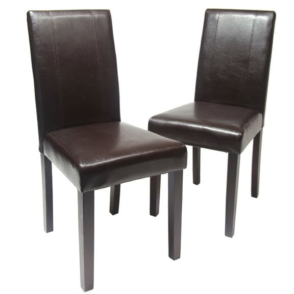 Urban style brown solid wood leatherette padded parson chair set for office sunlight resistant and easy to clean