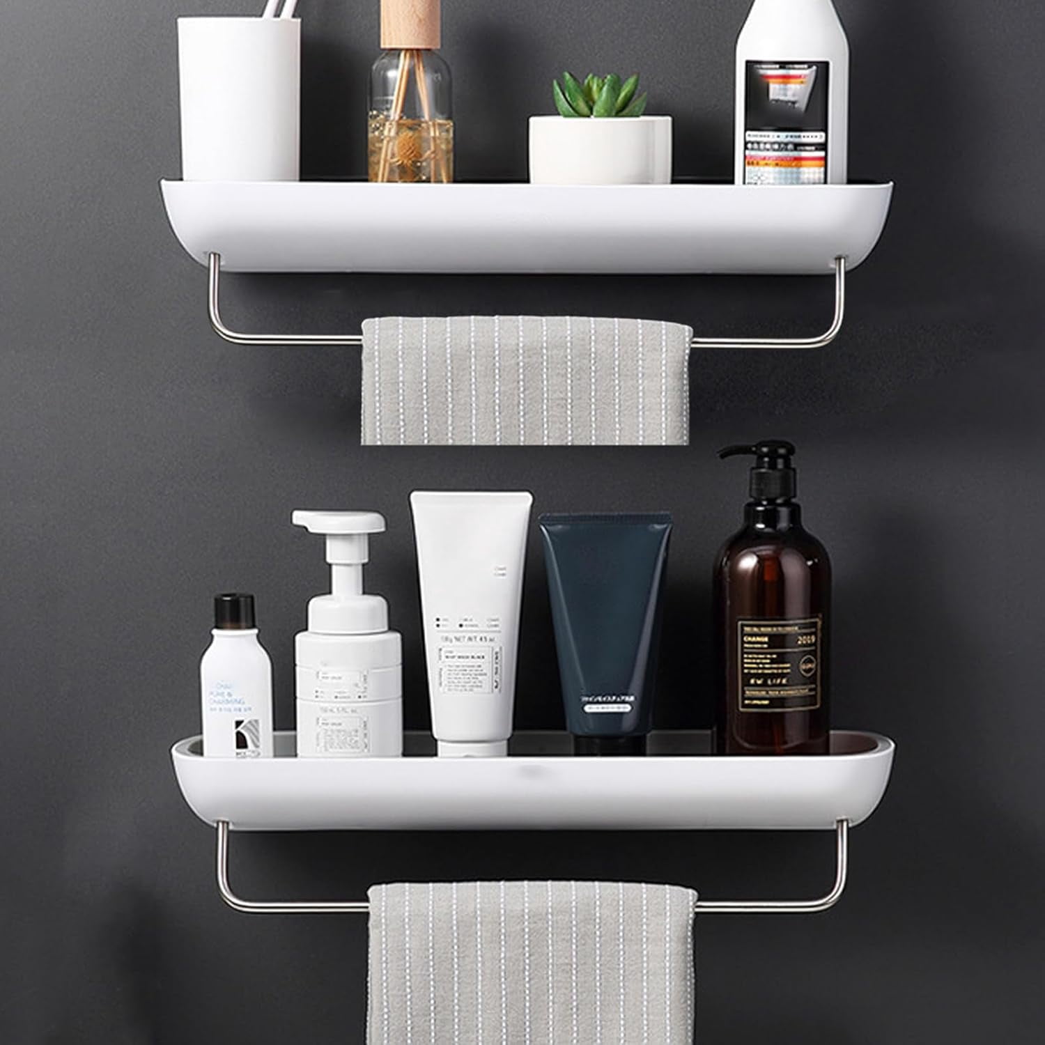 Easy Mount Bathroom Storage Shelf, Wall Mounted Bath Organizer Shelf ...