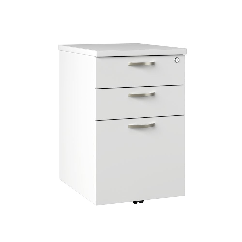 Easy Office 3 Drawer Mobile File Cabinet in Pure White - Engineered Wood