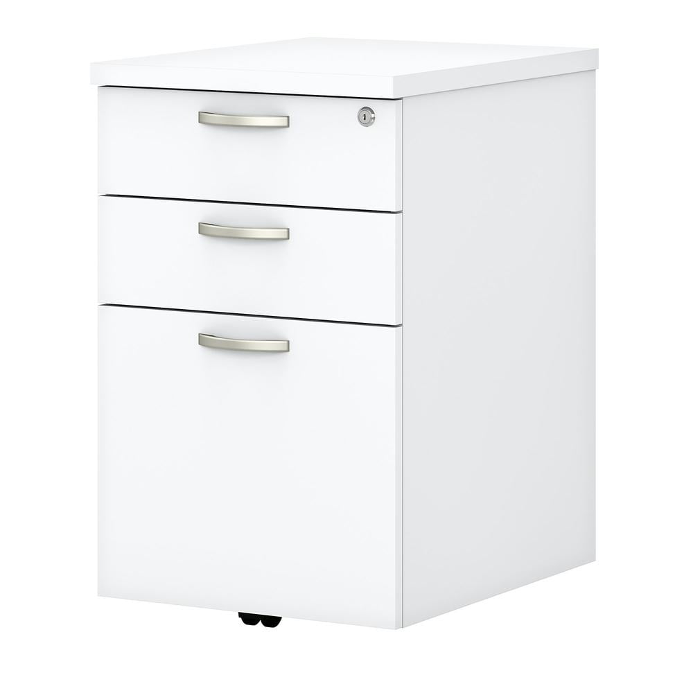 Pure White 3-Drawer Lockable Mobile Pedestal Cabinet