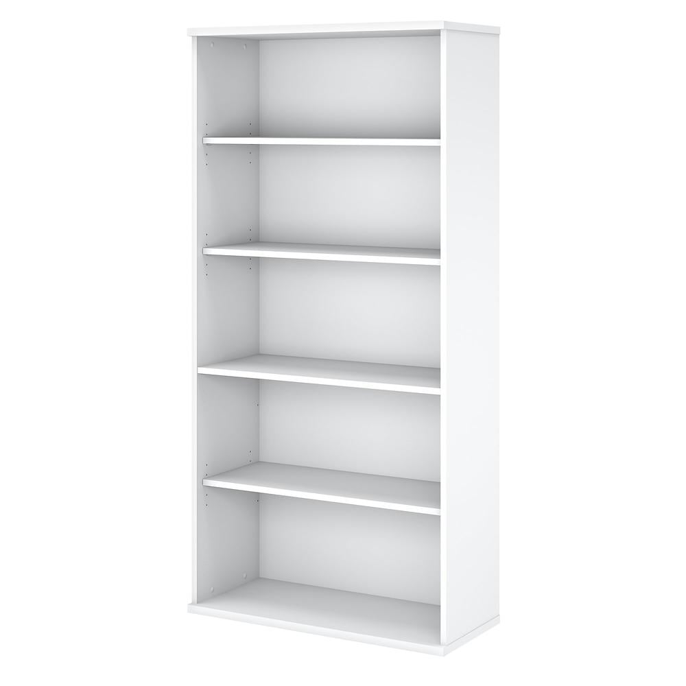 Pure White Contemporary 5-Shelf Adjustable Bookcase in Laminated Engineered Wood