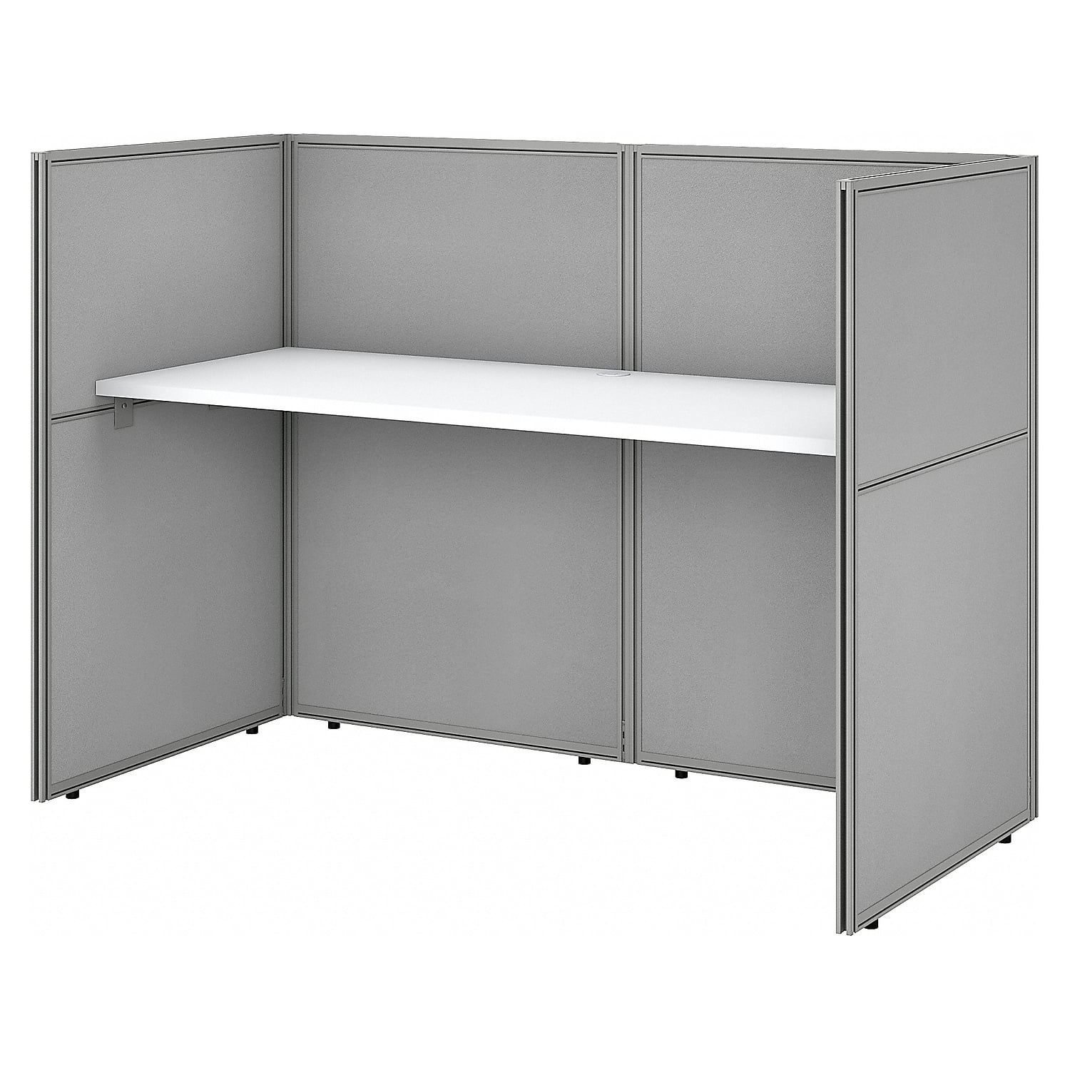 Pure White 60" Metal Cubicle Desk Workstation with Privacy Panels