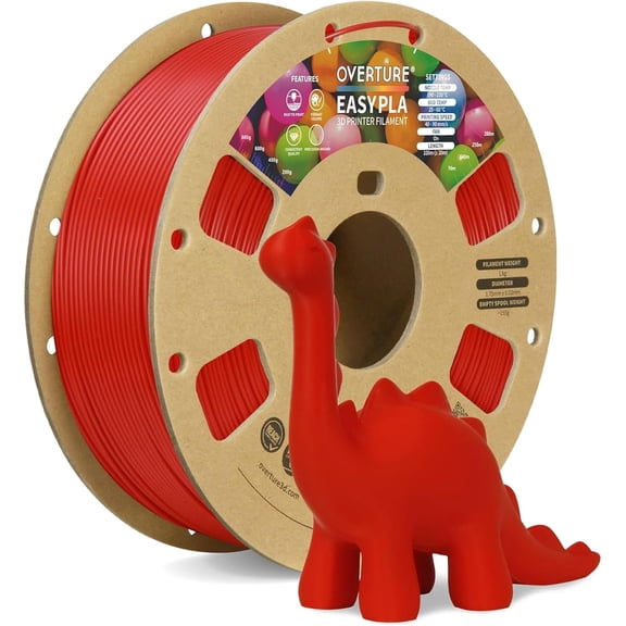 Easy PLA 1.75mm 3D Printer Filament, 1kg Cardboard Spool (2.2lbs), Dimensional Accuracy +/- 0.02mm, Fit Most FDM (Easy Red)