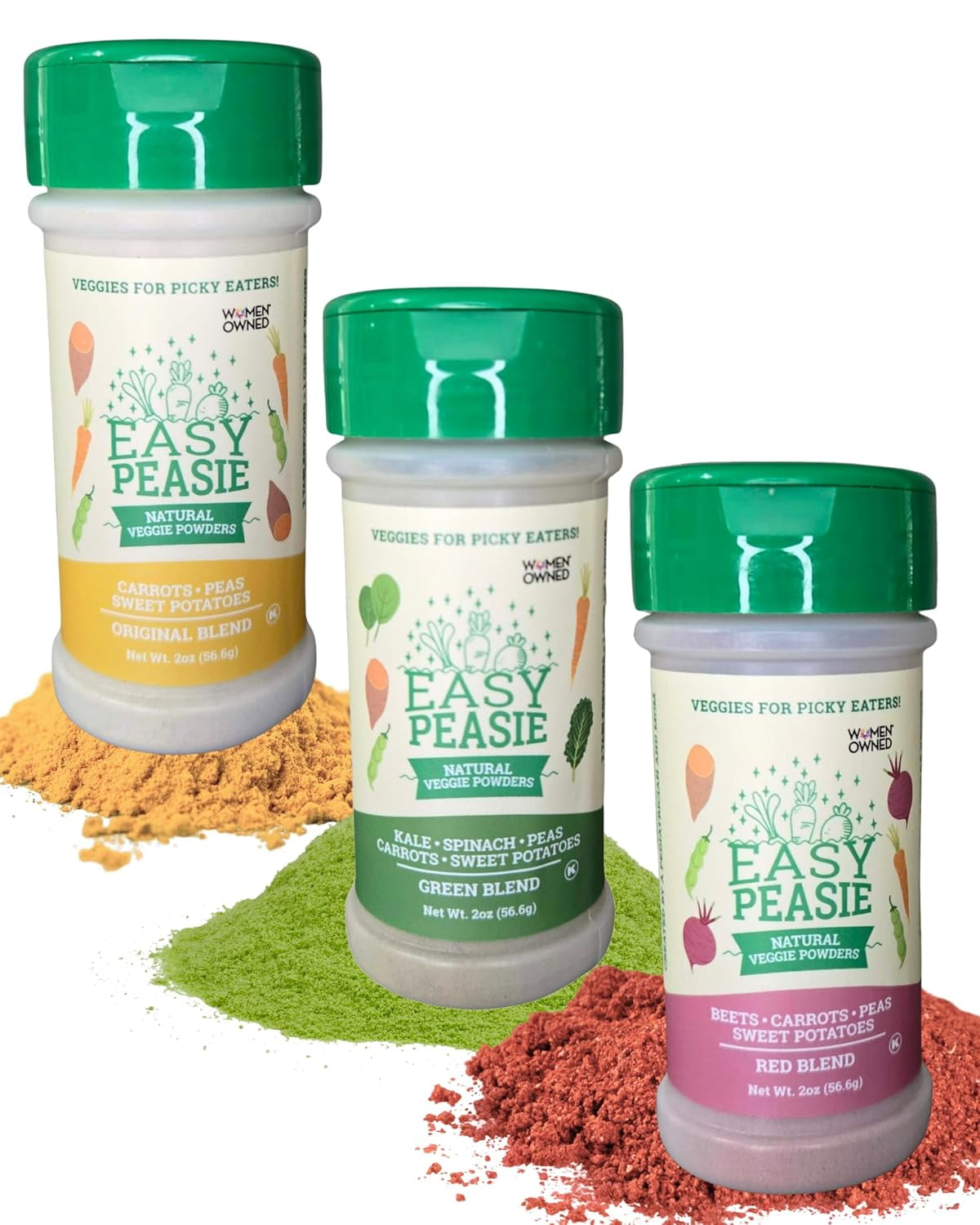 Easy Peasie Natural Vegetable Powders for Picky Eaters Hidden Veggie Powder for Kids (3Pack