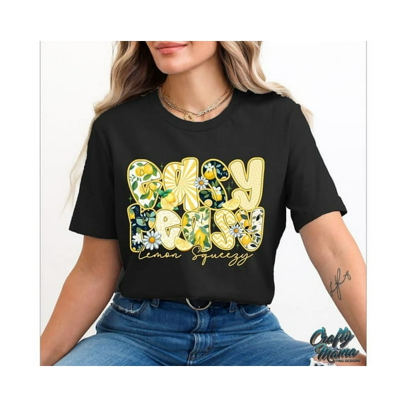 Easy Peasy Lemon Squeezy T-Shirt, Cute Lemon Floral Summer Shirt, Boho Preppy Summer Graphic Tee, Trendy Bright Summer Shirt, Summer Shirt