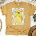 thumbnail image 1 of Easy Peasy Lemon Squeezy T-Shirt for Women, Cute Pastel Lemon and Bow Graphic Tee, Gold, Size S, 1 of 6
