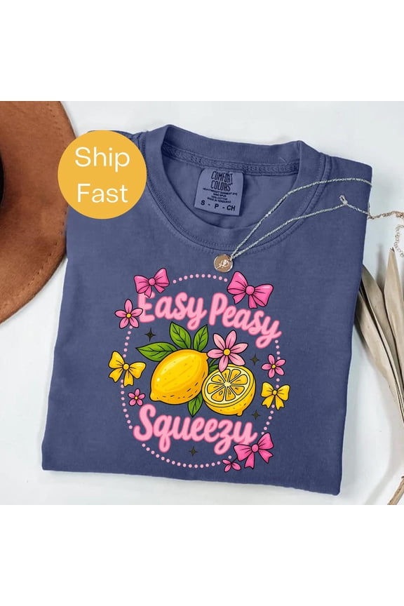 Easy Peasy Squeezy Lemon Summer Aesthetic T-Shirt All Size S-3XL