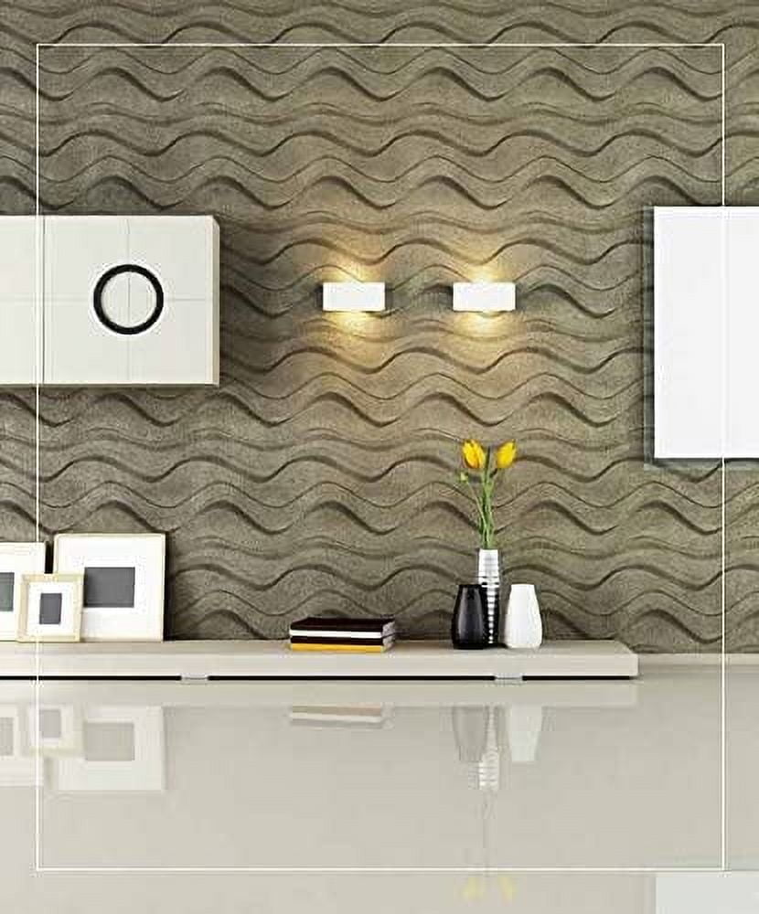 Matte White 3D Textured Plastic Wall Panels, Gapless Wave Design, 12 Pieces