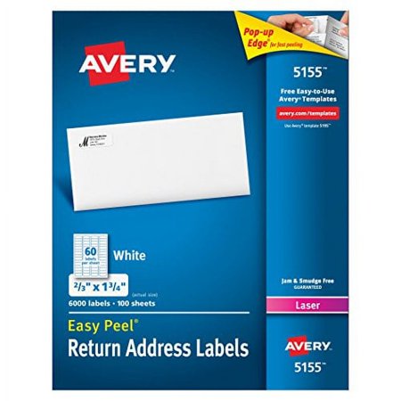 Easy Peel Mailing Address Labels, Laser, 2/3 X 1 3/4, White, 6000/pack