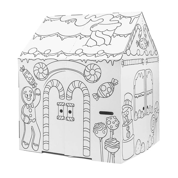 Easy Playhouse BIG KIT - Gingerbread Arts & Crafts Cardboard Play House for Kids 3 and up - EASY to assemble