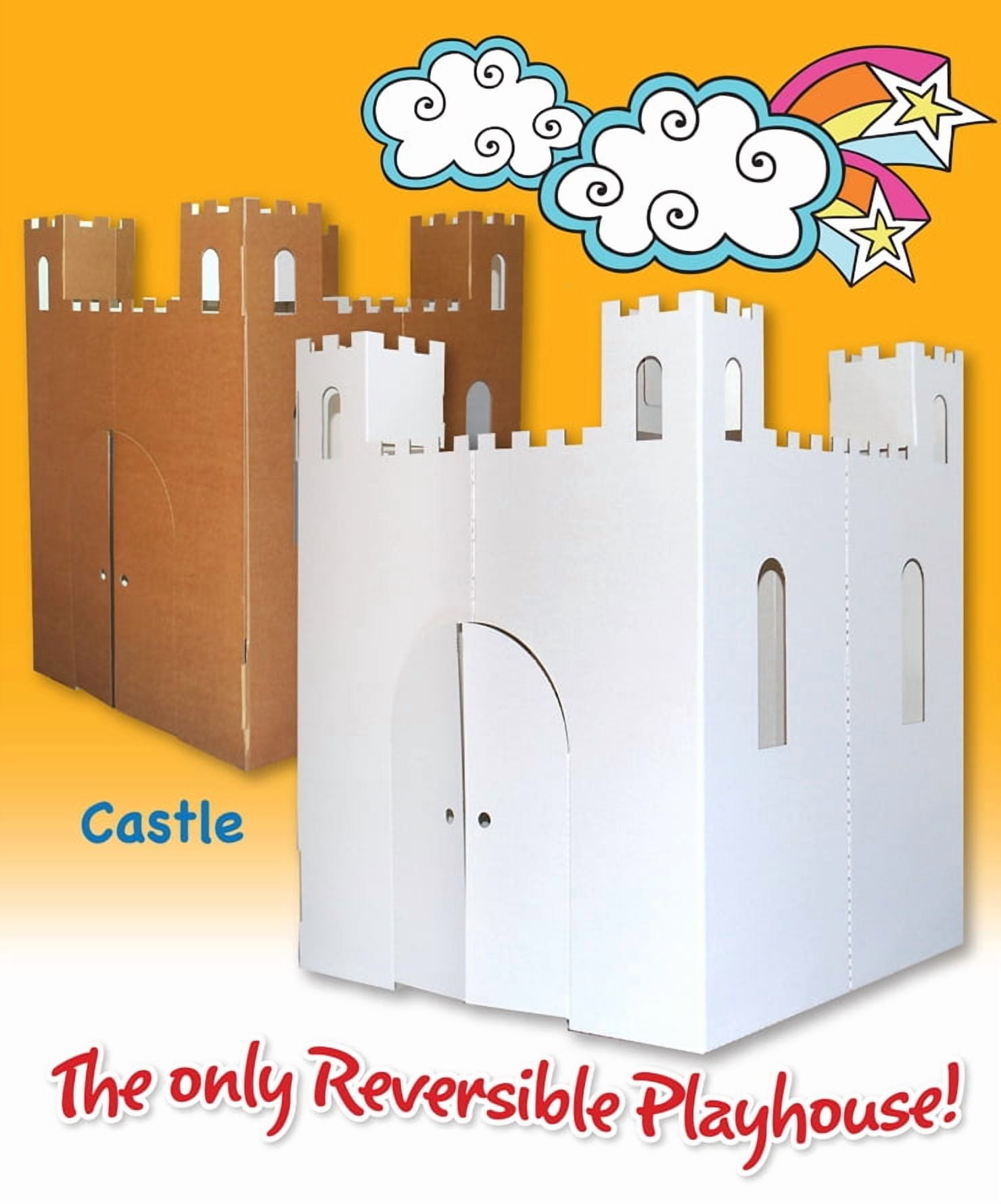 Easy Playhouse Blank Castle - Kids Art & Craft for Indoor & Outdoor Fun, Color, Draw, Doodle on this Blank CanvasDecorate & Personalize a Cardboard Fort, 32" X 32" X 43. 5" -Age 3+
