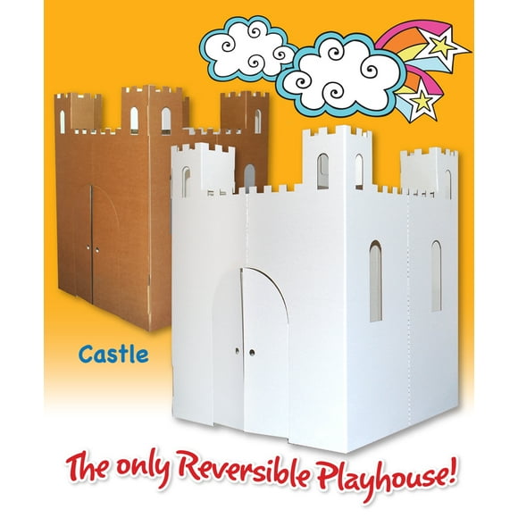 Easy Playhouse Blank Castle - Kids Art & Craft for Indoor & Outdoor Fun, Color, Draw, Doodle on this Blank CanvasDecorate & Personalize a Cardboard Fort, 32" X 32" X 43. 5" -Made in USA, Age 3+