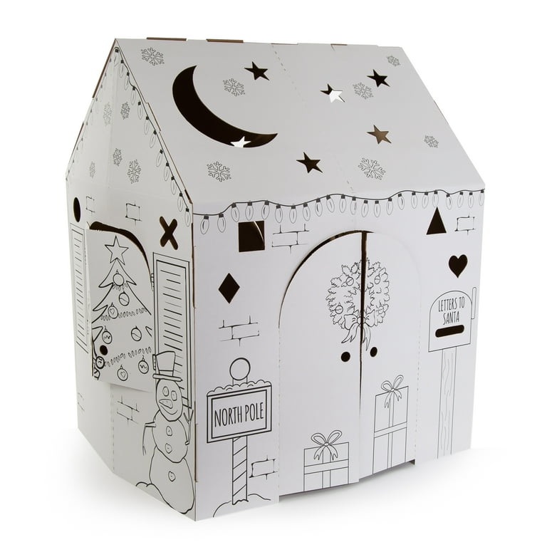 Easy Playhouse Holiday Cottage Arts Crafts Cardboard Playhouse Ages 3 and up
