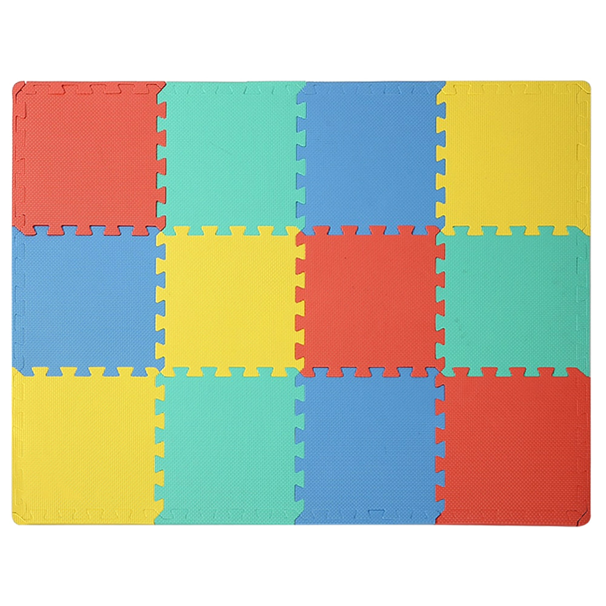 Multicolor Foam Interlocking Puzzle Floor Mat with Borders