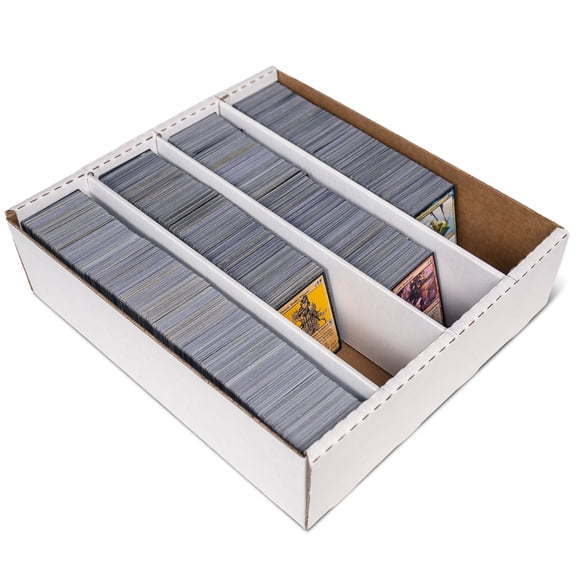 Easy Playhouse: Trading Card Storage Box - 3200ct Capacity, White Cardboard Divided Organizer, Sports-Gaming-Deck Building, Hobbyists & Collectors