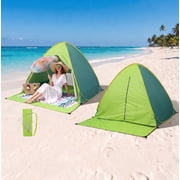 Easy Pop Up Beach Tent 2-3 Person Sun Shelter Lightweight Family Beach Shade UPF 50+ Anti UV Portable Beach Umbrella Automatic Instant Sunshade Canopy with Carry Bag for Baby Adults Family Green