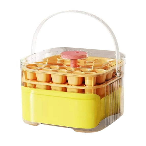 Easy Press Ice Maker Ice Cube Box with Storage Bin - Portable Ice Cube Tray with Handle, Quick Release Design for Cocktails, Juice and Fruit Ice, Family-Friendly Operation