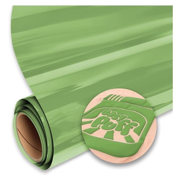 Easy Puff HTV 11.8"x5yd - Puffy Heat Transfer Vinyl (Green) - for Cricut, Silhouette & More Cutters - CPSIA Certified