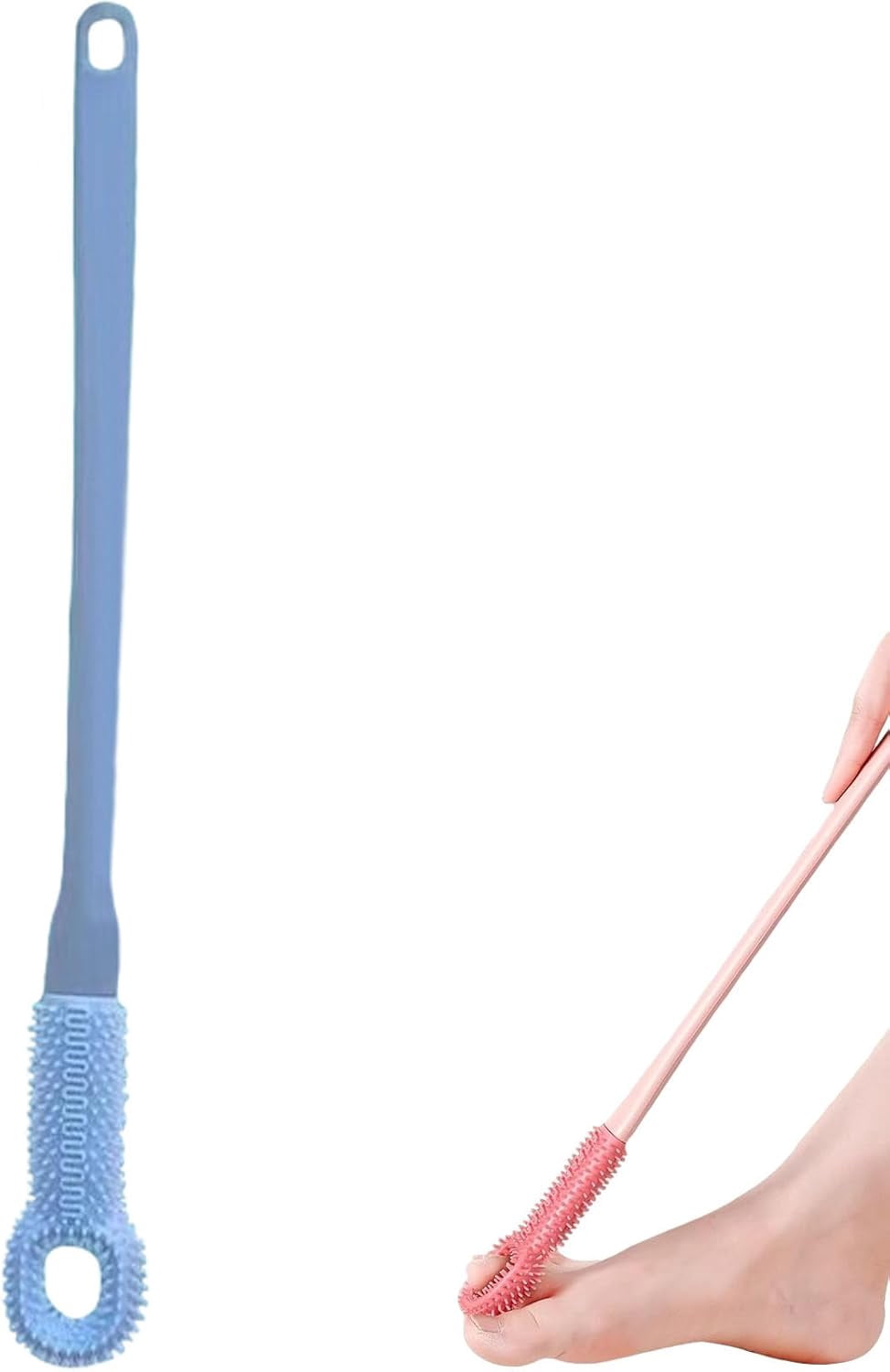 Easy-Reach Deep Cleaning Foot Brush, Long Handled Silicone Toe Gap ...