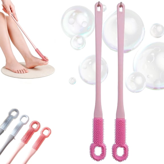 Easy-Reach Deep Cleaning Foot Brush, Toe Brush Between Toes Brushs for Shower, Soft Silicone Long Handled Foot Brushs (P-Long)