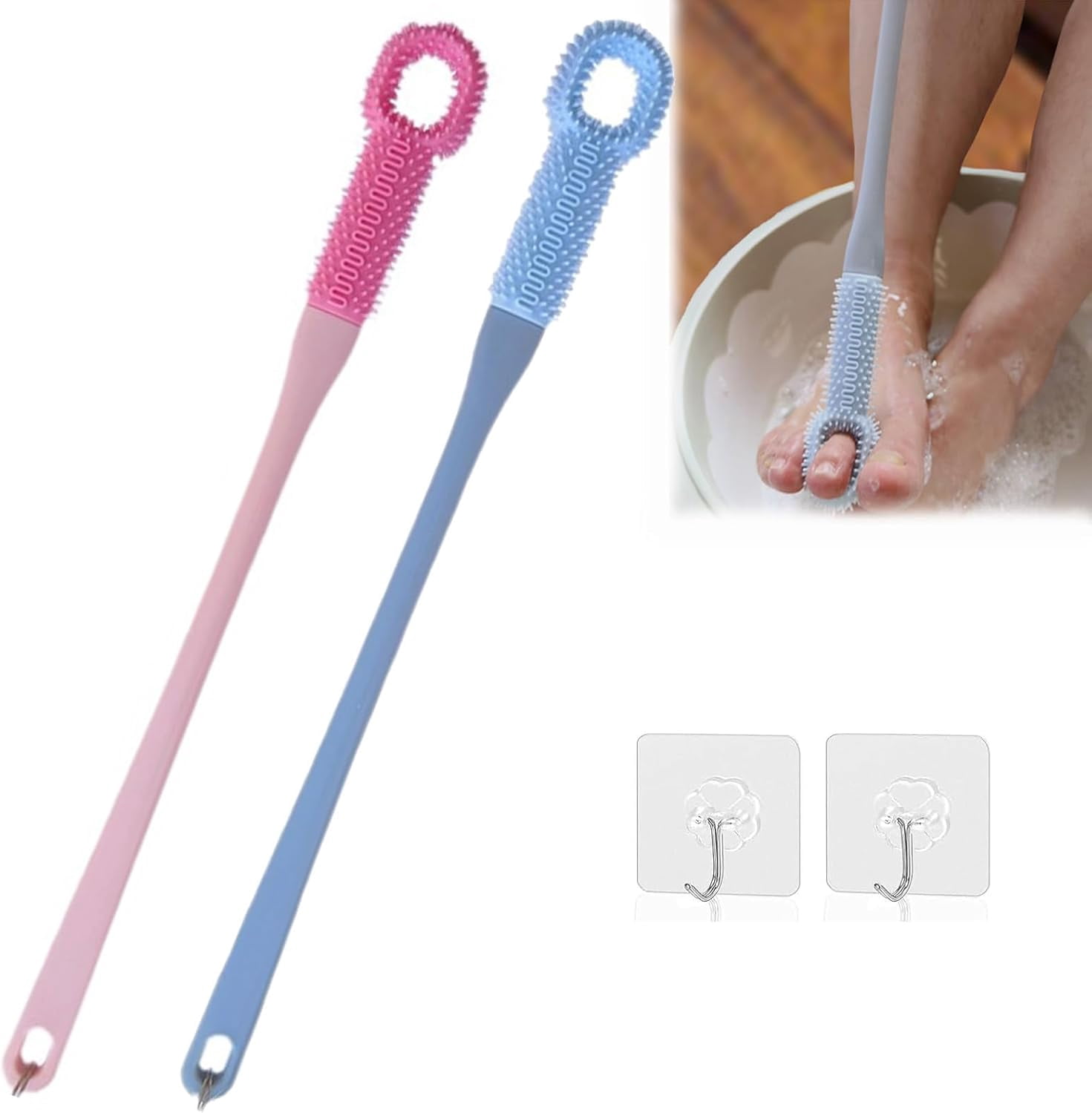 Easy-Reach Deep Cleaning Foot Brush, Toe Brush Between Toes Brush for ...