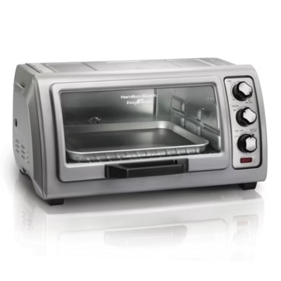 Easy Reach Toaster Oven Silver 31127D with Roll-Up Door, 1400W, 150-450°F, Fits 9" x 11" Pan, 6 Slices or 12" Pizza