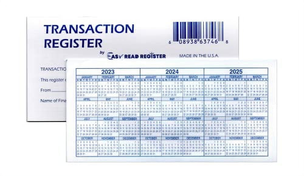 Easy Read Register, 10 Checkbook Registers 202320242025 Calendars