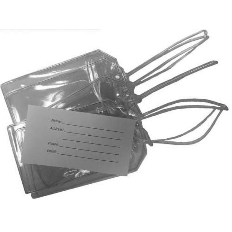 Easy Read Register 5 Clear Vinyl Luggage Tags with 5 Loops and 5 Name Cards 4 1 4
