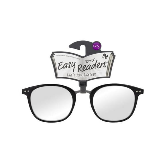 Easy Readers Metal Bridge Glasses, Black - Plus 2.5