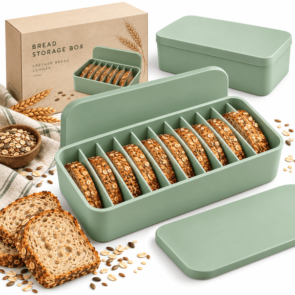 Easy-Release 11-Slot Silicone Bread Freezer Box with Dividers, Heavy-Duty Sourdough Bread Freezer Container with Flexible 1-Inch Slots for Homemade Artisan Slice