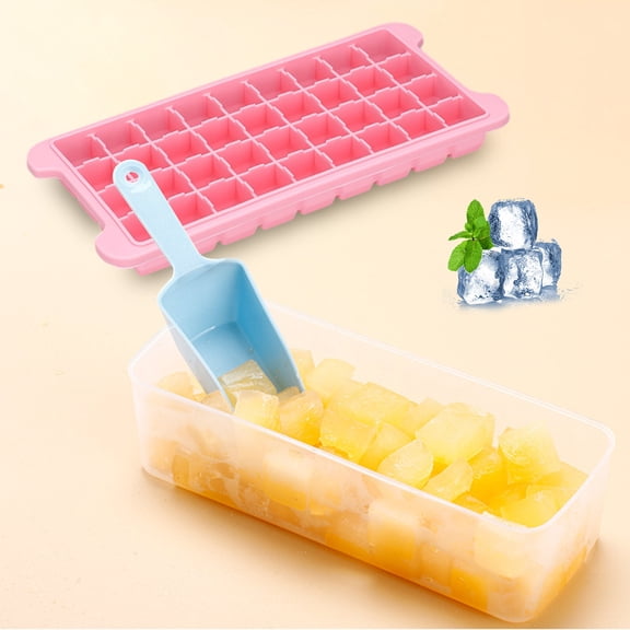 Easy-Release Ice Cube Tray With Lid, 36-Cavity Plastic Ice Block Mold for Freezer Drinks and Food Storage