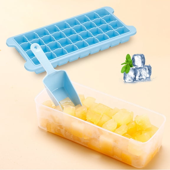 Easy-Release Ice Cube Tray With Lid, 36-Cavity Plastic Ice Block Mold for Freezer Drinks and Food Storage