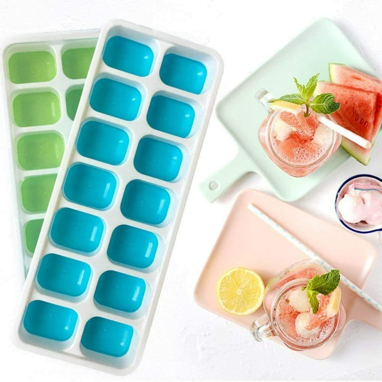 Ice Cube Trays 4 Pack, Easy-Release 14-Ice Cube Trays with Lids, Bpa Free