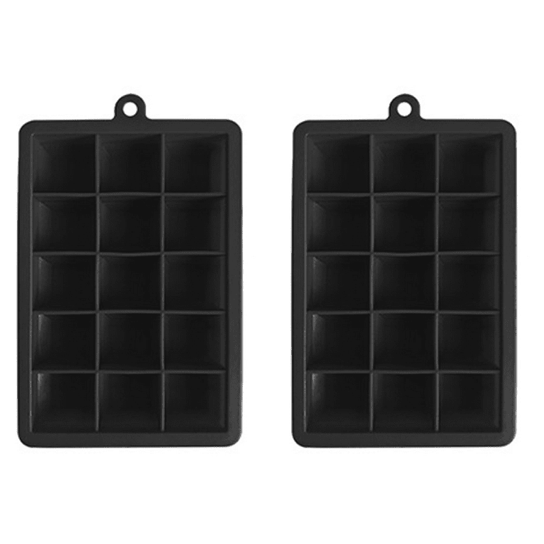 Easy Release Silicone Ice Cube Tray,Square Ice Cubes per Tray Ideal for  Cocktails,Whiskey and Frozen Treats - black