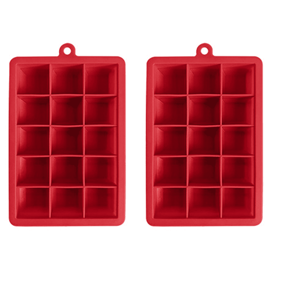 Ofspeizc Plastic Ice Cube Trays for Freezer, Ice Cubes per Tray with Easy-Release Design, Red
