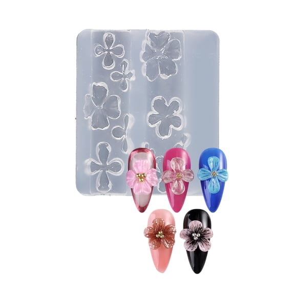 Easy Release Silicone Nails Stamp Mold Flower Shaped Manicure Patterns Mould Stylish Embossed Nails Accessories Mold