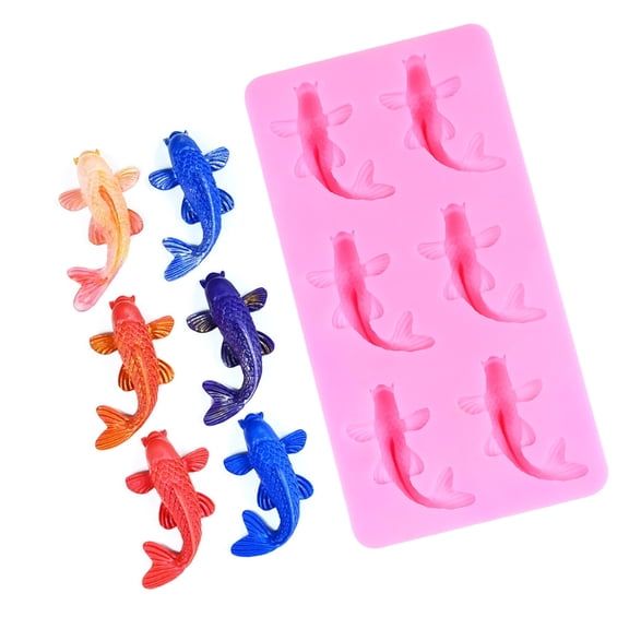 Easy Releases 6 Cavity Fish Silicone Molds For Homemade Sweet And Baking