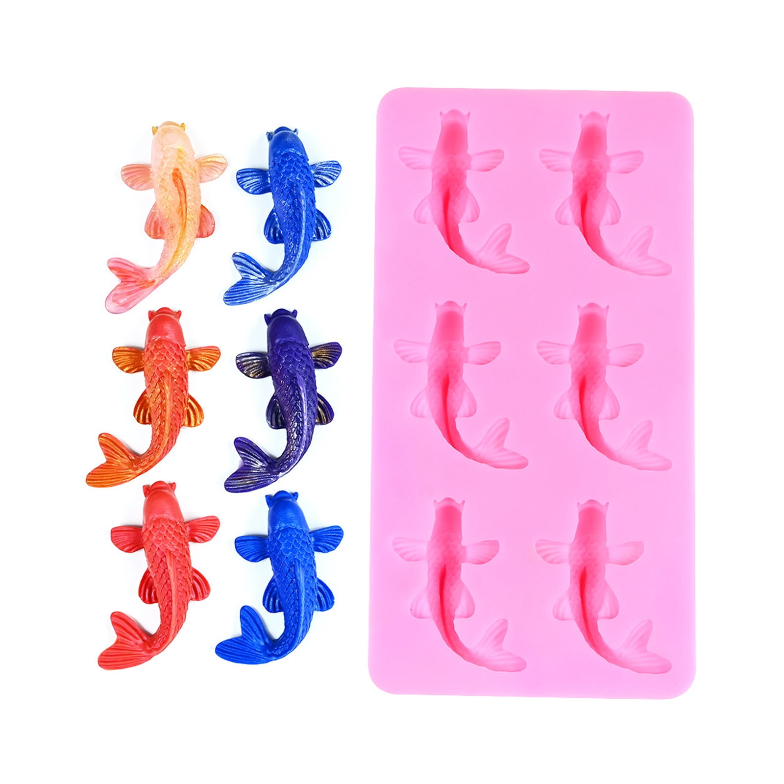 Easy Releases 6 Fish Shape Silicone Molds Kitchen Baking Tool For ...