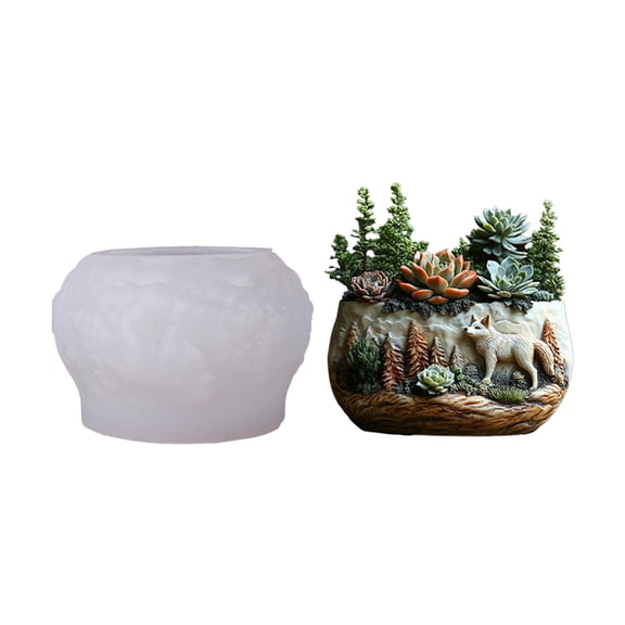Easy Releasing Silicone Wolf Mold Detailed Design for Resin Crafting Jewelry Making and Decorative Succulents Planter