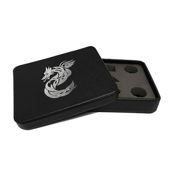 Easy Roller Dice Dice Display and Storage Case - Silver Celtic Knot Dragon Design New