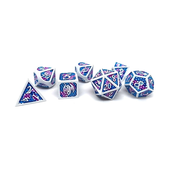 Easy Roller Dice Dragon Scale Poly Set - Bordered Royal (7) New