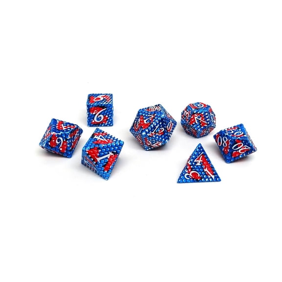 Easy Roller Dice Dragon Scale Poly Set - Red Sky (7) New
