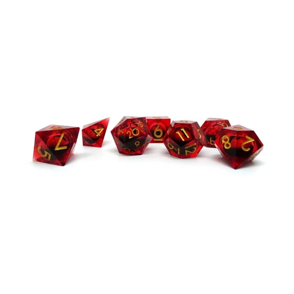 Easy Roller Dice Liquid Core Poly Set - Crimson Eyes (7) New