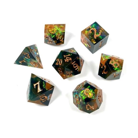 Easy Roller Dice Poly Set - Amber Shard (7) New